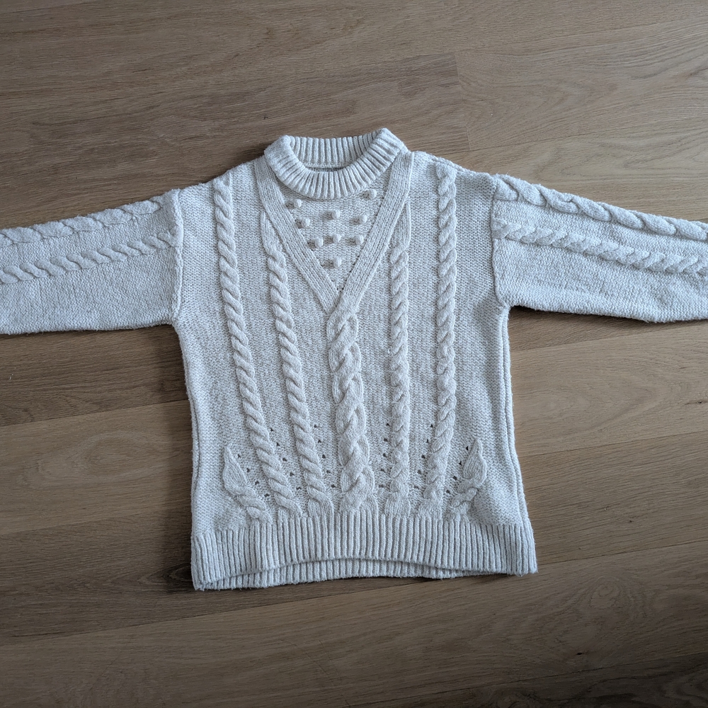 Classic White Cable Knit Sweater - Zara Girls